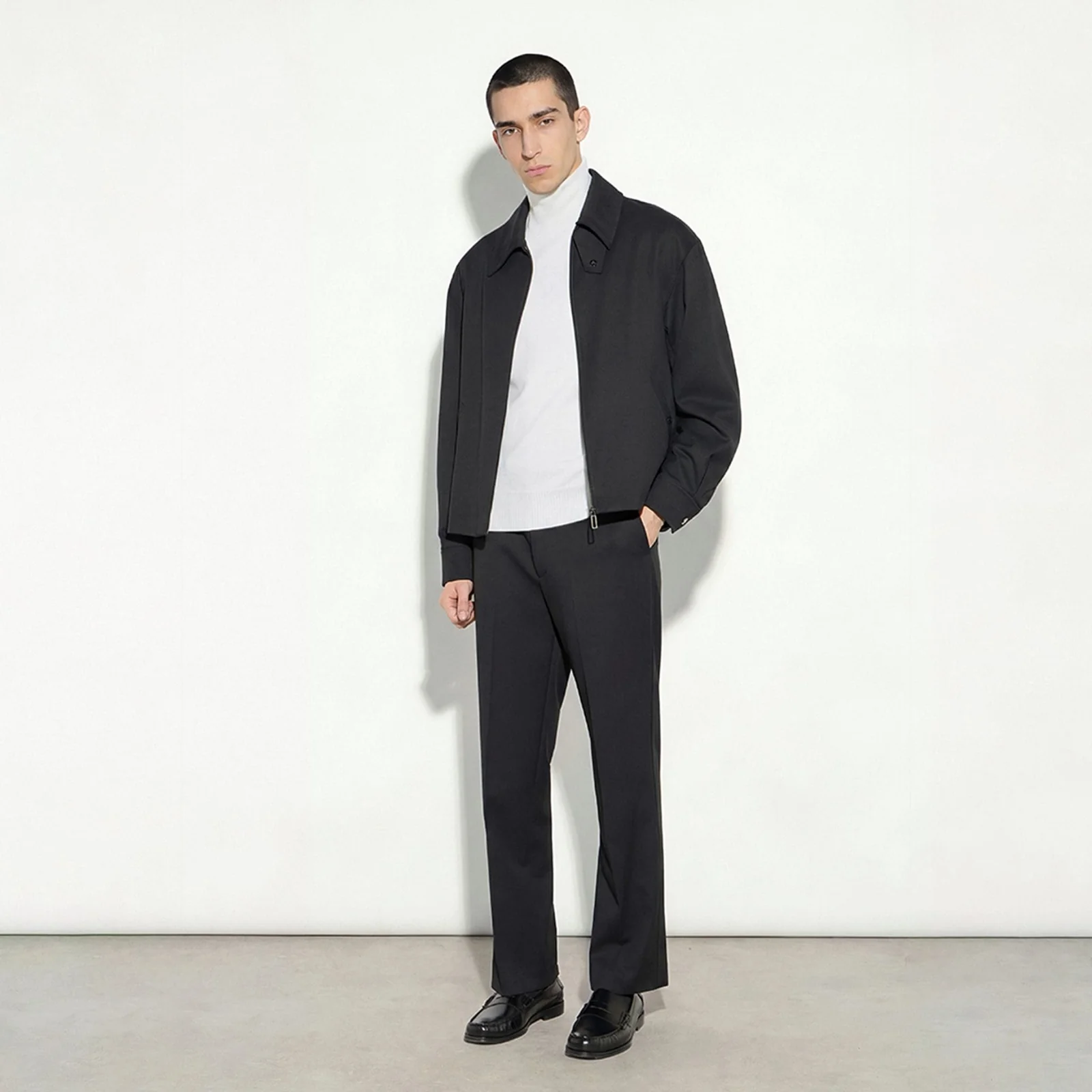Giubbotto Loose Fit in Tecnolana Nero P.Pecora O051/3089 - immagine 3